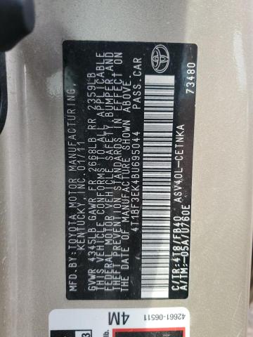 4T1BF3EK4BU695044 - 2011 TOYOTA CAMRY BASE Qızıl foto 12