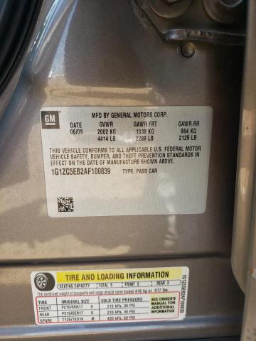 1G1ZC5EB2AF100839 - 2010 CHEVROLET MALIBU 1LT 灰色 照片 12