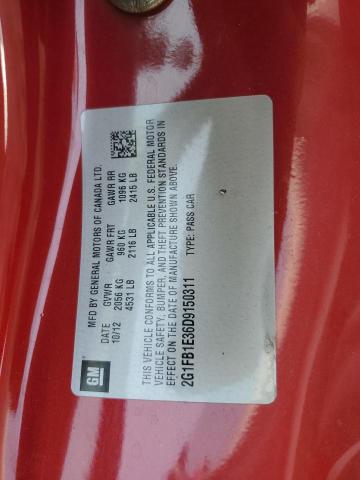 2G1FB1E36D9150311 - 2013 CHEVROLET CAMARO LT RED photo 12