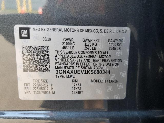 3GNAXUEV1KS680344 - 2019 CHEVROLET EQUINOX LT GRAY photo 14