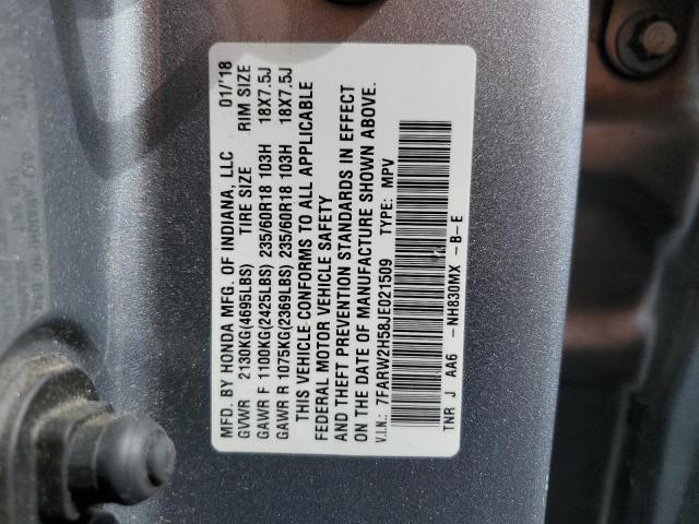 7FARW2H58JE021509 - 2018 HONDA CR-V EX SILVER photo 13