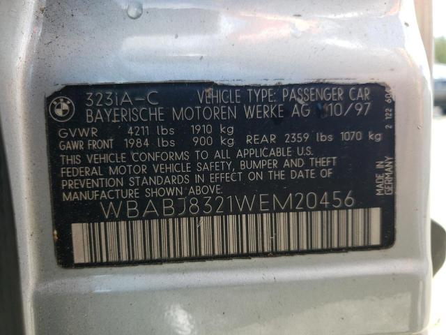 WBABJ8321WEM20456 - 1998 BMW 323 IC AUTOMATIC SILVER photo 12