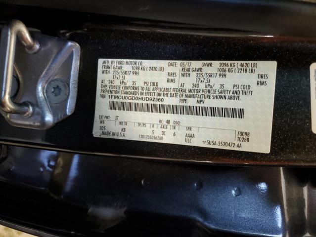 1FMCU0GD0HUD92360 - 2017 FORD ESCAPE SE GRAY photo 13