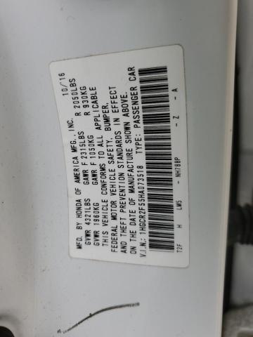 1HGCR2F55HA073518 - 2017 HONDA ACCORD SPORT WHITE photo 13