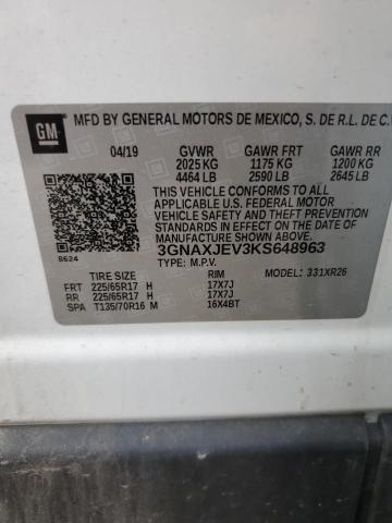 3GNAXJEV3KS648963 - 2019 CHEVROLET EQUINOX LT Weiß Foto 13