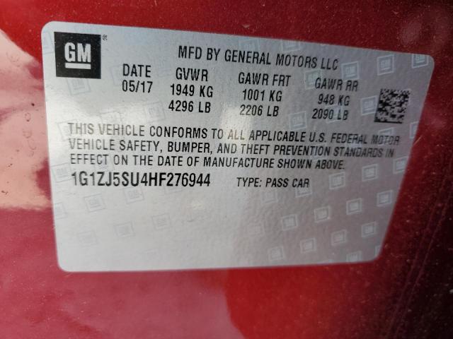 1G1ZJ5SU4HF276944 - 2017 CHEVROLET MALIBU HYBRID RED photo 13