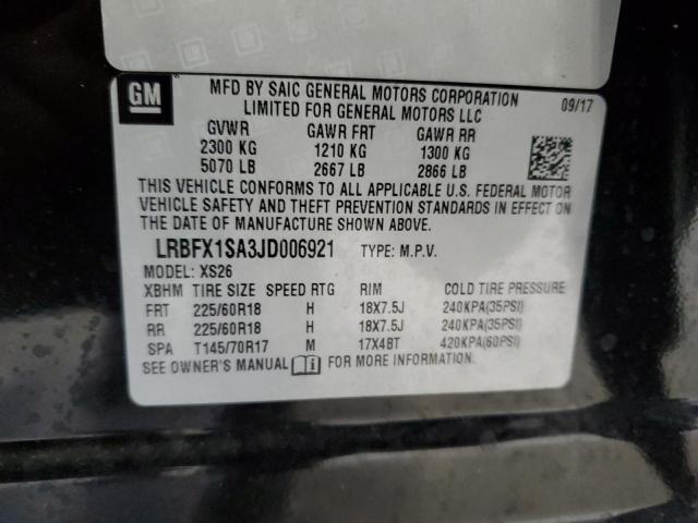 LRBFX1SA3JD006921 - 2018 BUICK ENVISION ESSENCE Սև լուսանկար 13