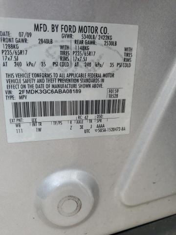 2FMDK3GC6ABA08189 - 2010 FORD EDGE SE GRAY photo 12