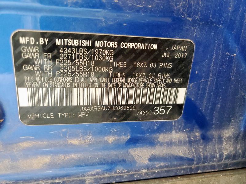 JA4AR3AU7HZ069699 - 2017 MITSUBISHI OUTLANDER ES ლურჯი ფოტო 13