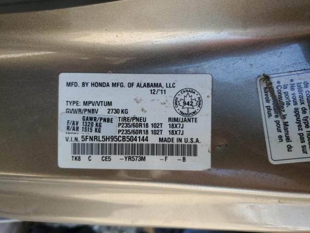 5FNRL5H95CB504144 - 2012 HONDA ODYSSEY TOURING ბეჟი ფოტო 13