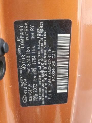 KMHTC6AD8GU281262 - 2016 HYUNDAI VELOSTER ORANGE photo 14