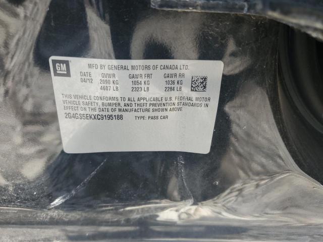 2G4GS5EKXC9195188 - 2012 BUICK REGAL PREMIUM Siyah fotoğraf 12