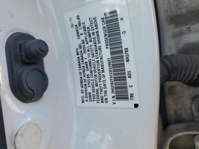 2HGFB2F91CH529691 - 2012 HONDA CIVIC EXL WHITE photo 12