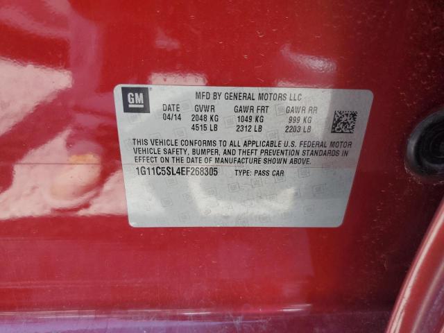 1G11C5SL4EF268305 - 2014 CHEVROLET MALIBU 1LT MAROON photo 12