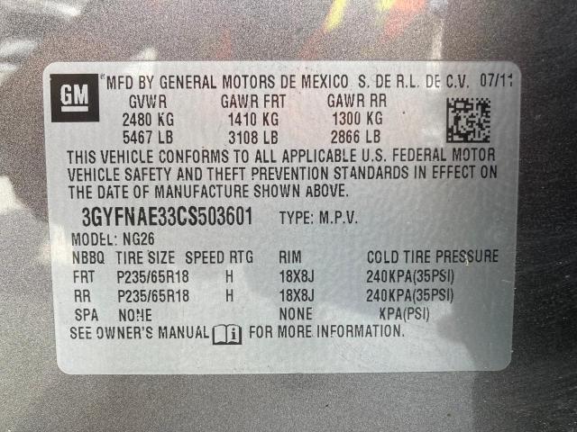 3GYFNAE33CS503601 - 2012 CADILLAC SRX LUXURY COLLECTION GRAY photo 13