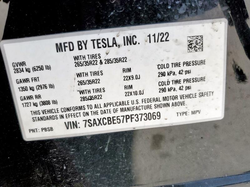 7SAXCBE57PF373069 - 2023 TESLA MODEL X Qara foto 14