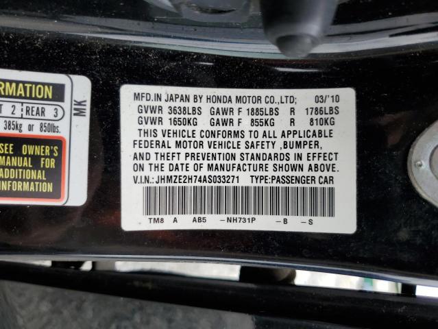 JHMZE2H74AS033271 - 2010 HONDA INSIGHT EX BLACK photo 13