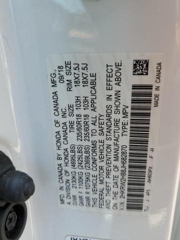 2HKRW2H88JH682870 - 2018 HONDA CR-V EXL WHITE photo 14