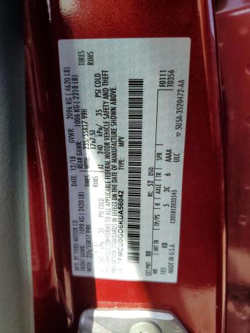 1FMCU0GD6KUA56042 - 2019 FORD ESCAPE SE RED photo 12