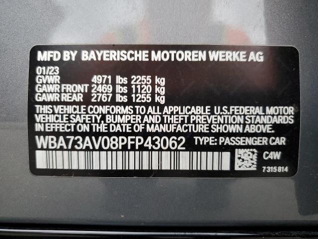 WBA73AV08PFP43062 - 2023 BMW 430XI GRAN COUPE GRAY photo 13