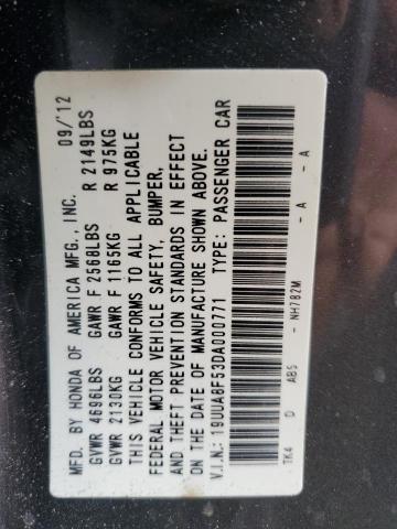 19UUA8F53DA000771 - 2013 ACURA TL TECH GRAY photo 12