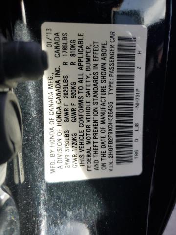 2HGFB2F9XDH526435 - 2013 HONDA CIVIC EXL BLACK photo 10