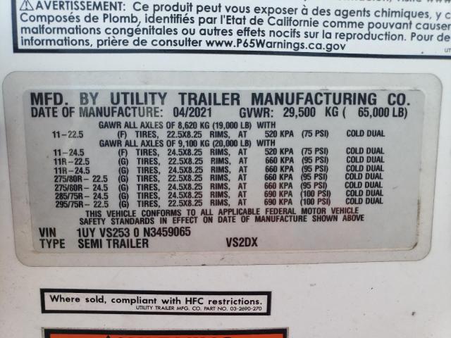 1UYVS2530N3459065 - 2022 UTILITY TRAILER Ağ foto 10