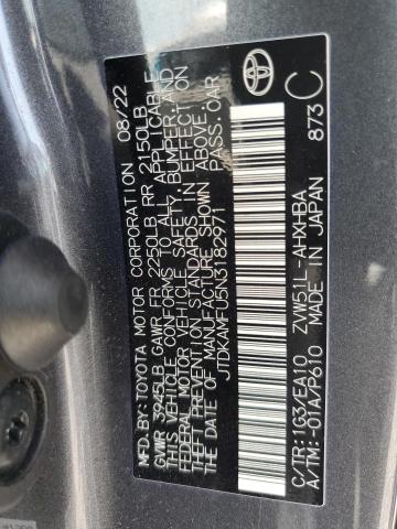 JTDKAMFU5N3182971 - 2022 TOYOTA PRIUS NIGHT SHADE Сұр фото 12