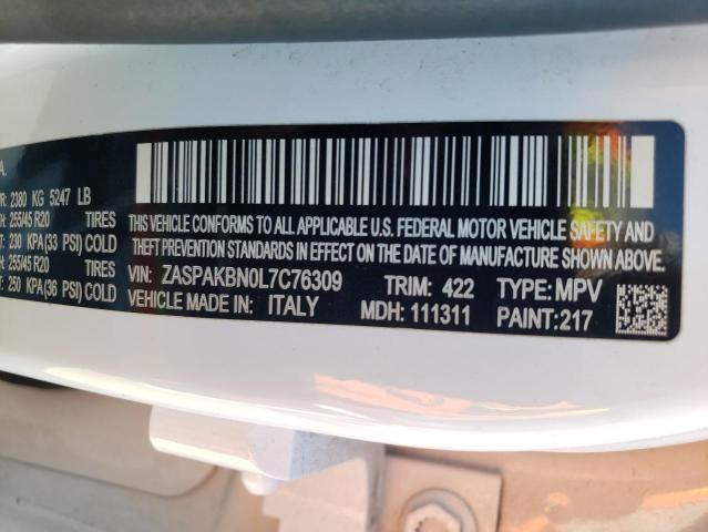 ZASPAKBN0L7C76309 - 2020 ALFA ROMEO STELVIO TI WHITE photo 13