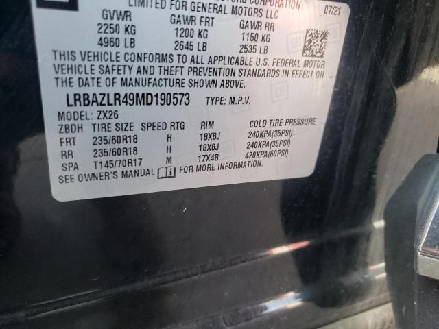 LRBAZLR49MD190573 - 2021 BUICK ENVISION PREFERRED 黑色 照片 13