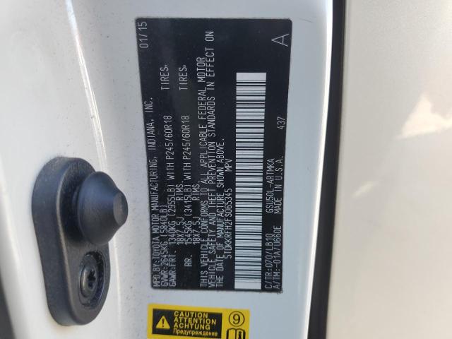5TDKKRFH2FS065345 - 2015 TOYOTA HIGHLANDER XLE Ağ foto 14