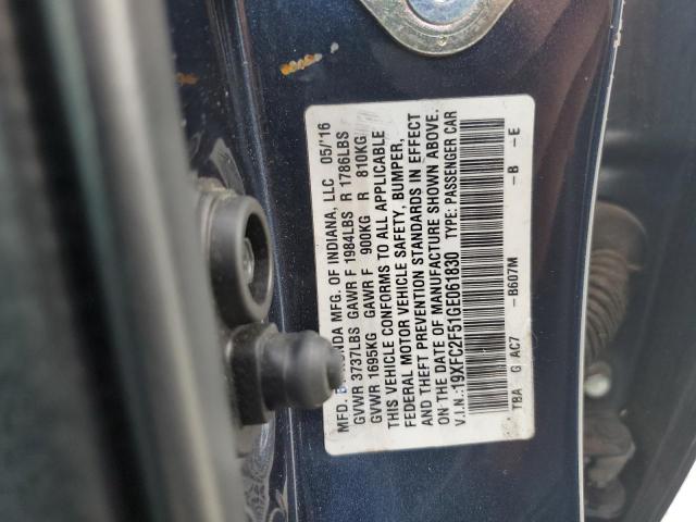 19XFC2F51GE061830 - 2016 HONDA CIVIC LX 蓝色 照片 12