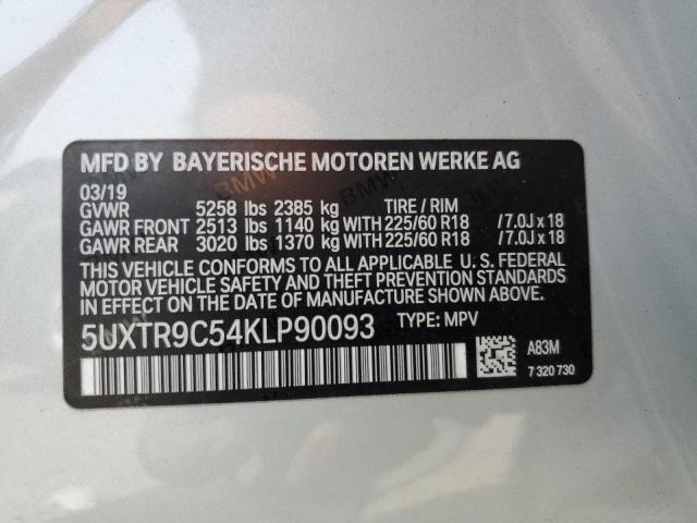 5UXTR9C54KLP90093 - 2019 BMW X3 XDRIVE30I Boz foto 13