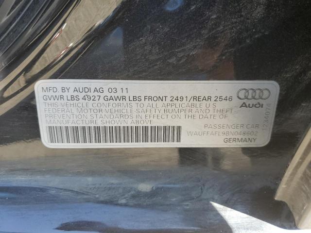 WAUFFAFL9BN048602 - 2011 AUDI A4 PREMIUM PLUS BLACK photo 12