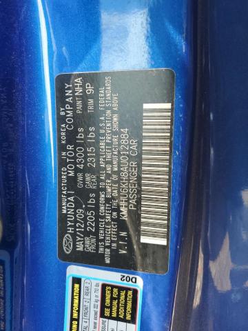 KMHHU6KH8AU012884 - 2010 HYUNDAI GENESIS CO 3.8L BLUE photo 12