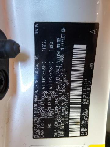 5TDDK3DC3FS118664 - 2015 TOYOTA SIENNA XLE WHITE photo 13