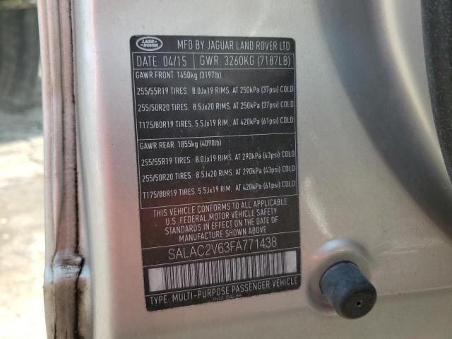 SALAC2V63FA771438 - 2015 LAND ROVER LR4 ვერცხლისფერი ფოტო 13