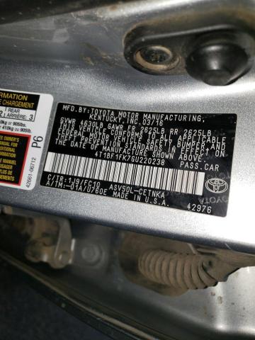 4T1BF1FK7GU220238 - 2016 TOYOTA CAMRY LE SILVER photo 12