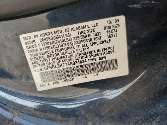 5FNRL3H77AB024624 - 2010 HONDA ODYSSEY EXL Mavi foto 13