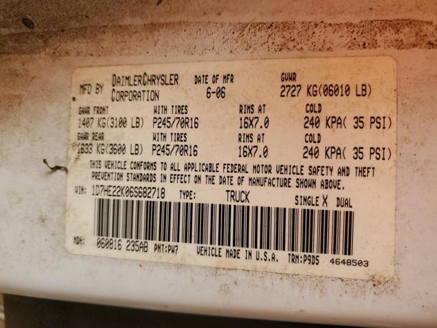 1D7HE22K06S682718 - 2006 DODGE DAKOTA ST 白色 照片 12