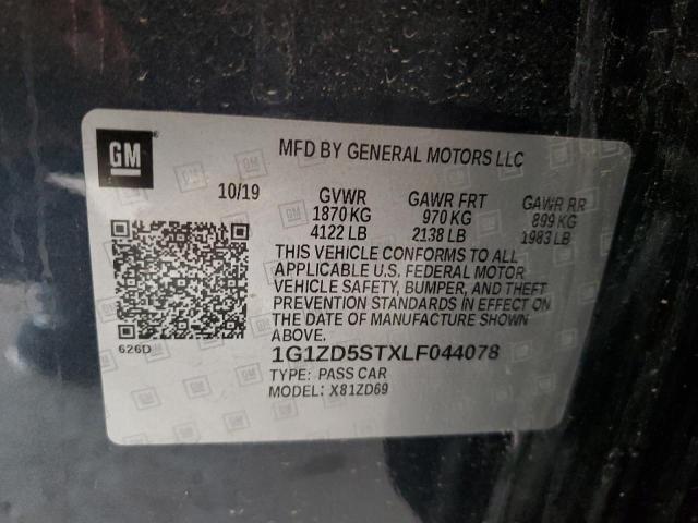 1G1ZD5STXLF044078 - 2020 CHEVROLET MALIBU LT CHARCOAL photo 12