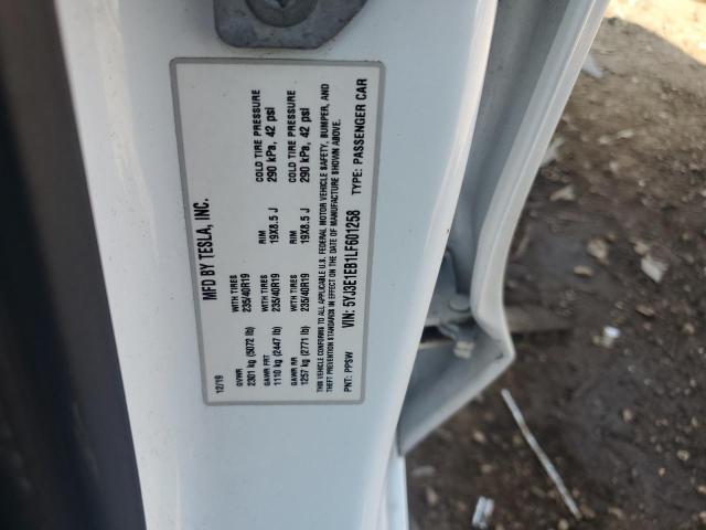 5YJ3E1EB1LF601258 - 2020 TESLA MODEL 3 თეთრი ფოტო 12