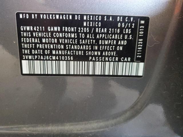 3VWLP7AJ6CM410356 - 2012 VOLKSWAGEN JETTA SEL GRAY photo 12