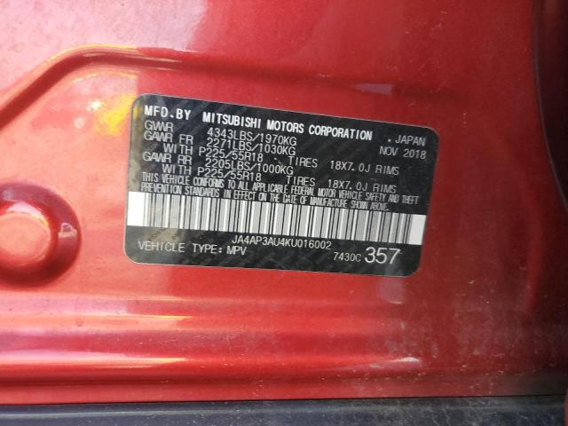 JA4AP3AU4KU016002 - 2019 MITSUBISHI OUTLANDER SPORT ES Qırmızı foto 14