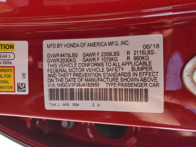 1HGCV1F39JA182655 - 2018 HONDA ACCORD SPORT RED photo 12