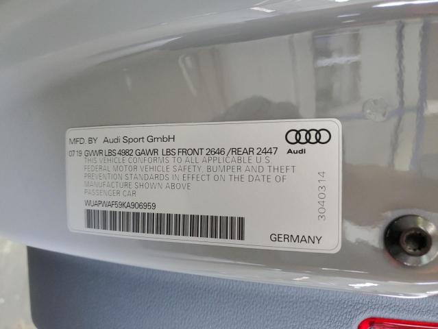 WUAPWAF59KA906959 - 2019 AUDI RS5 GRAY photo 13