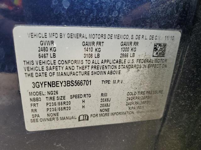 3GYFNBEY3BS566701 - 2011 CADILLAC SRX PERFORMANCE COLLECTION Көк фото 13