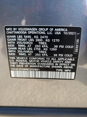 1V2JC2CA6NC202891 - 2022 VOLKSWAGEN ATLAS CROS SE Серый фото 13
