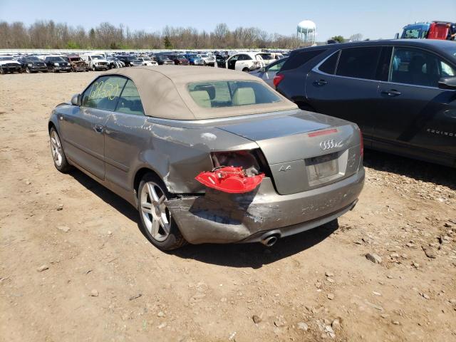 WAUAF48H78K001759 - 2008 AUDI A4 2.0T CABRIOLET GRAY photo 3