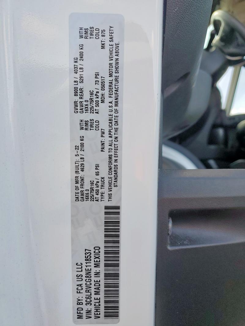 3C6LRVCG8NE118537 - 2022 RAM PROMASTER CARGO VAN 2500 HIGH Bleu photo 13